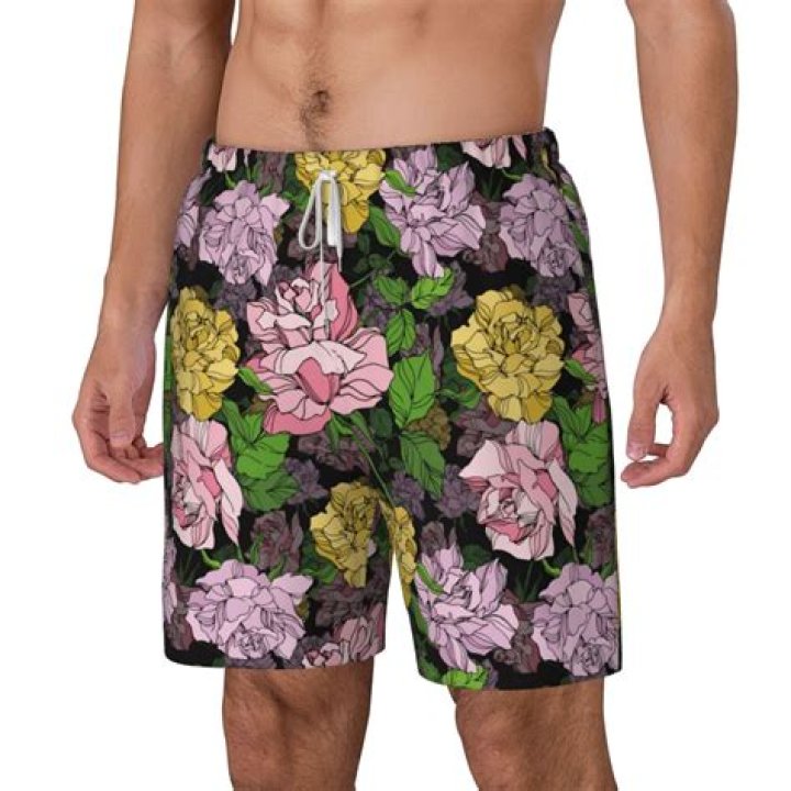Colorful floral swim trunks for tall women beach outfit